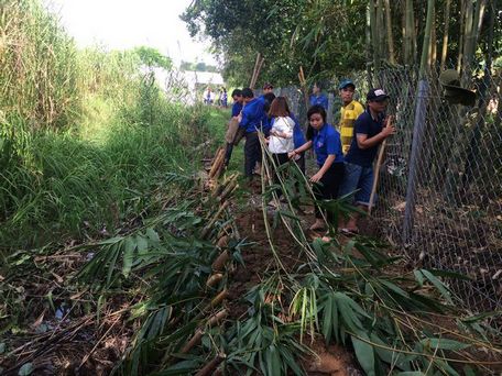 Đoàn viên ra quân thực hiện công trình thanh niên