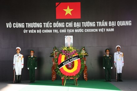 Xóm 13, xã Quang Thiện, huyện Kim Sơn- nơi tổ chức lễ viếng Chủ tịch nước Trần Đại Quang. Ảnh: Báo Ninh Bình