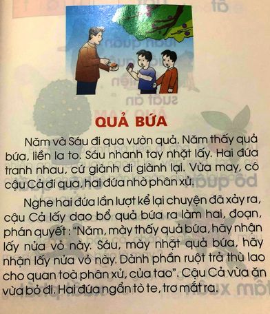 Một nội dung trong sách được đánh giá chưa phù hợp khi có từ nhân xưng “mày- tao”.