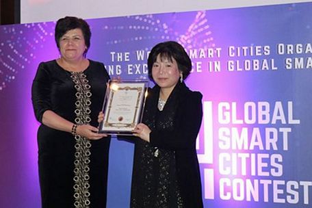Tiến sĩ Nguyễn Thị Thanh Nhàn đã giành được danh hiệu “Ý tưởng và mô hình quốc gia thông minh xuất sắc nhất”. Ảnh: VOV.