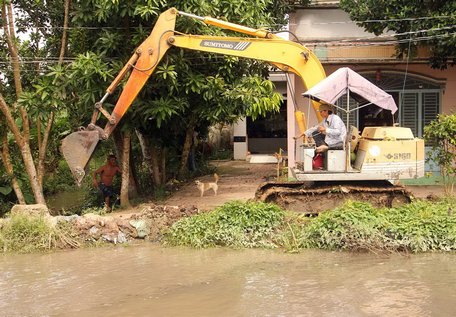  Gia cố đê bao bảo vệ sản xuất.