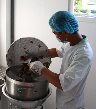 Sản phẩm snack thô vừa mới được chiên chân không.