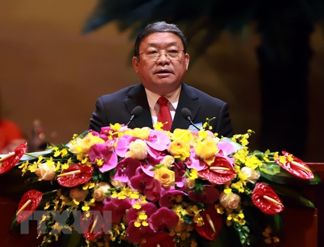 Chủ tịch Trung ương Hội Nông dân Việt Nam Thào Xuân Sùng phát biểu tại Đại hội. (Ảnh: Hoàng Hùng/TTXVN)