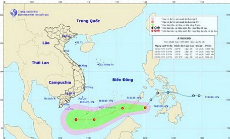 Hướng đi của áp thấp nhiệt đới. (Nguồn: nchmf.gov.vn)