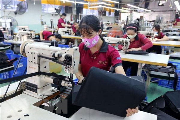 Sản xuất ba lô, túi xách, hộp kỹ thuật và các sản phẩm liên quan khác phục vụ xuất khẩu tại Công ty TNHH GT Line Á Châu (vốn đầu tư của Italy) tại khu công nghiệp Đông Xuyên, tỉnh Bà Rịa-Vũng Tàu. (Ảnh: Danh Lam/TTXVN)
