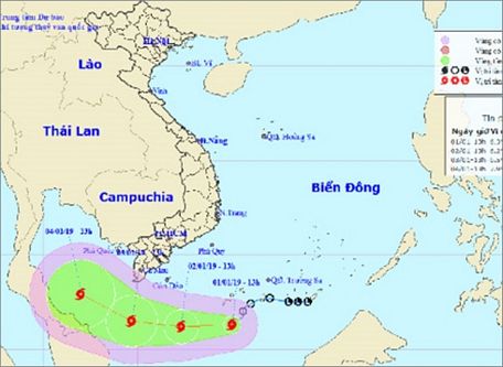 Đường đi của bão số 1 (Ảnh: Trung tâm Dự báo Khí tượng thủy văn Quốc gia)