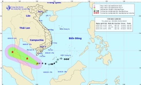 Dự báo hướng đi và vị trí cơn bão số 1