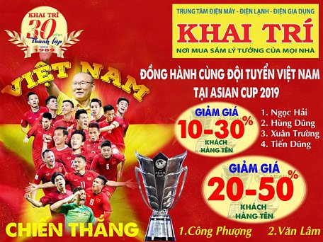 Chúc mừng đội Việt Nam chiến thắng, KHAI TRÍ gởi đến quý khách hàng chương trình “Giảm giá cực sốc”.