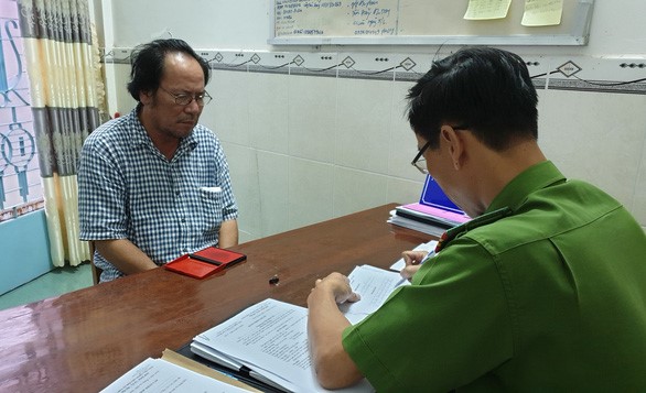 Nghi phạm Sóc Tha tại cơ quan Công an tỉnh Kiên Giang - Ảnh: VĂN VŨ