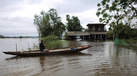 Hình ảnh ngập lụt tại huyện Quảng Điền (Thừa Thiên-Huế). (Ảnh: Hồ Cầu/TTXVN)