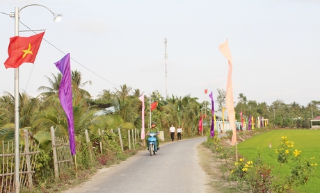 Nhiều tuyến đường được điểm tô bởi bông hoa, đèn đường kết hợp cột cờ tạo nên diện mạo sáng- xanh- sạch- đẹp.