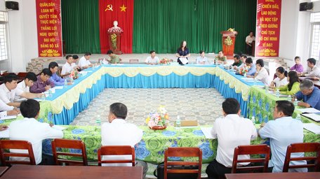 Đoàn khảo sát làm việc tại xã Loan Mỹ.