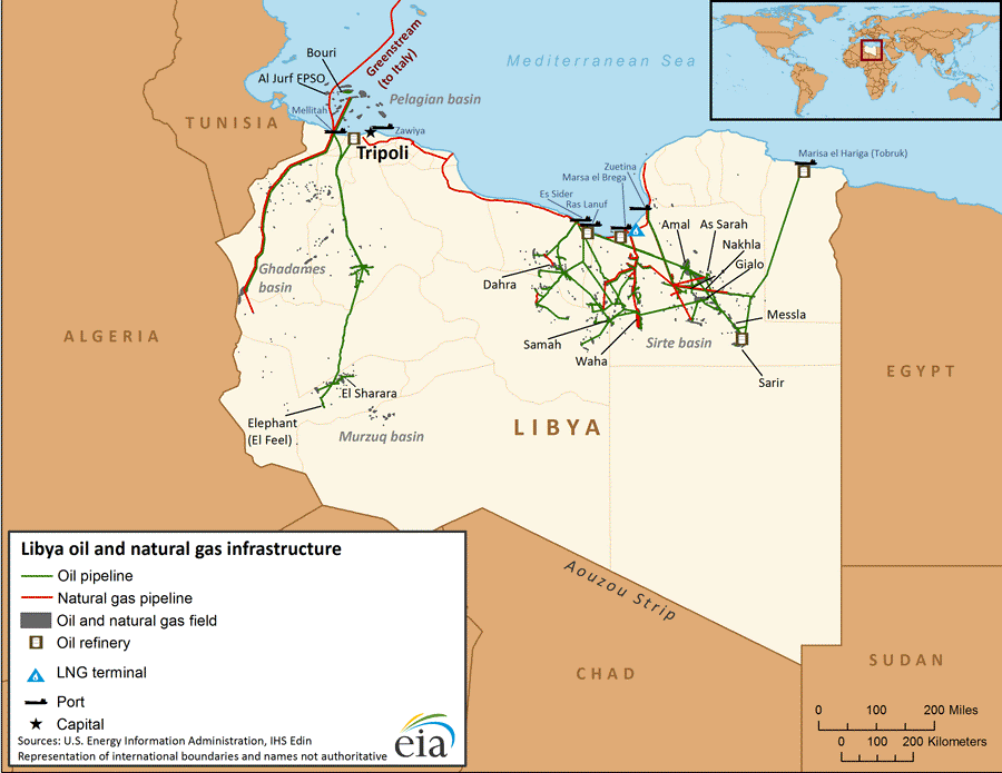 Bàn đồ Libya. Ảnh: cnbc