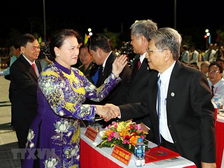 Chủ tịch Quốc hội Nguyễn Thị Kim Ngân và các đại biểu dự lễ. (Ảnh: Trọng Đức/TTXVN)