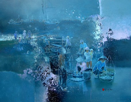 Tranh minh họa: Dân biển. Tác giả: Đặng Can