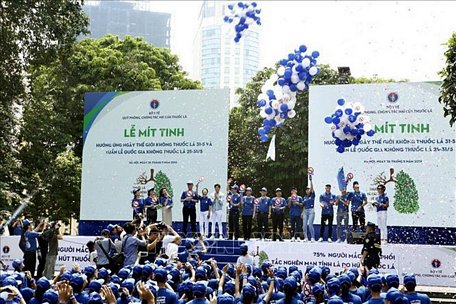  Các đại biểu phát động hưởng ứng Ngày Thế giới không thuốc lá (31/5). Ảnh: Dương Ngọc/TTXVN