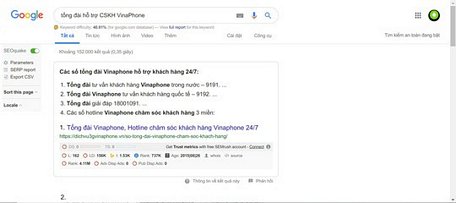 Người dùng nên thận trọng khi tìm kiếm số điện thoại của tổng đài VinaPhone trên Google. Ảnh: Chánh Trung.