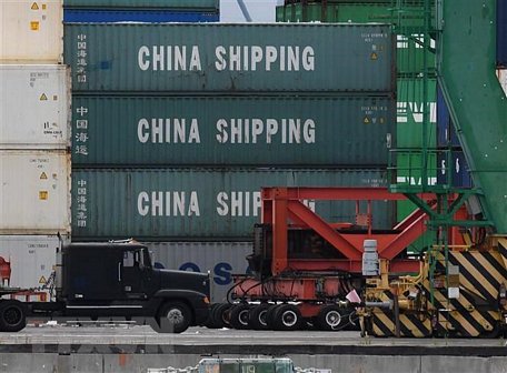 Hàng hóa Trung Quốc được xếp tại cảng ở Long Beach, Los Angeles, Mỹ, ngày 10/5/2019. (Nguồn: AFP/TTXVN)