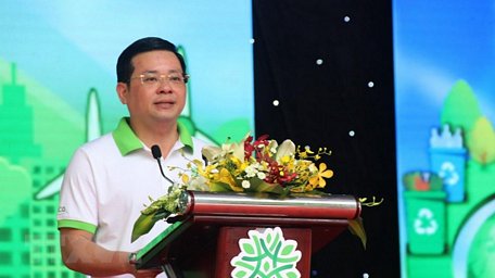 Ông Nguyễn Toàn Thắng, Giám đốc Sở Tài nguyên và Môi trường TP Hồ Chí Minh phát biểu tại ngày hội. (Ảnh: Xuân Dự/TTXVN)