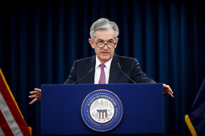 Chủ tịch FED Jerome Powell phát biểu tại cuộc họp báo. Ảnh: Fox News