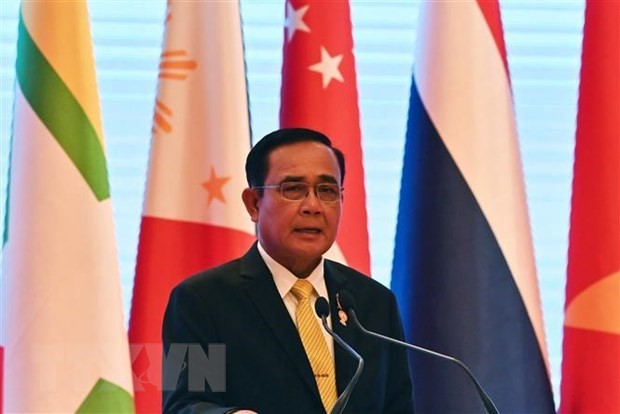 Thủ tướng Thái Lan Prayut Chan-O-Cha phát biểu tại cuộc họp báo bế mạc Hội nghị cấp cao ASEAN lần thứ 34 ở Bangkok, Thái Lan, ngày 23/6/2019. (Ảnh: AFP/TTXVN)