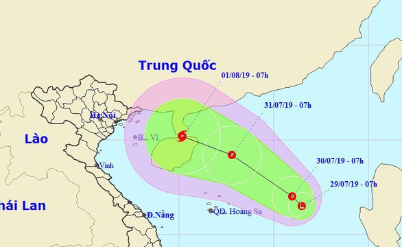 Sơ đồ dự báo hướng đi vùng áp thấp - Ảnh: Trung tâm dự báo khí tượng thủy văn quốc gia