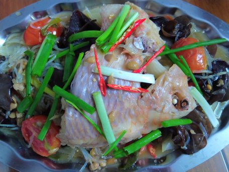 Cá điêu hồng chưng tương.