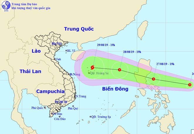 Đường đi của áp thấp nhiệt đới. Nguồn: nchmf.