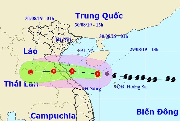 Dự báo vị trí và đường đi của bão số 4.