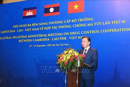 Đại tướng Tô Lâm, Bộ trưởng Bộ Công an phát biểu khai mạc Hội nghị. Ảnh: Doãn Tấn/TTXVN