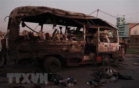 Hiện trường một vụ nổ tại Jalalabad, tỉnh Nangarhar, Afghanistan, ngày 7/10/2019. (Ảnh: THX/ TTXVN)