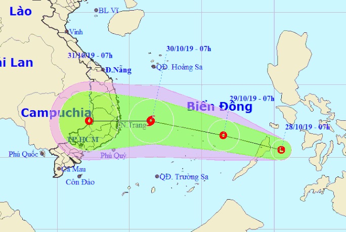 Dự báo đường đi của áp thấp - Nguồn: Trung tâm Dự báo khí tượng thủy văn quốc gia