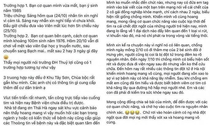 Những bài đăng lan truyền trên mạng xã hội Facebook những ngày qua về “virus gây viêm cơ tim”.