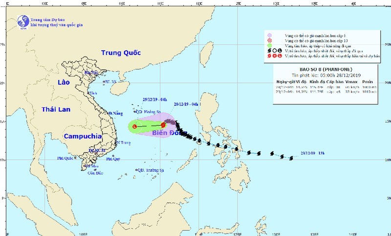 Hướng đi của bão số 8. (Ảnh: NCHMF)