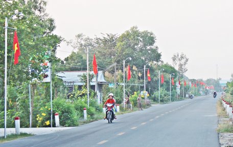 Xã Thành Trung đã vận động làm đèn đường thắp sáng để nâng chất tiêu chí giao thông. 