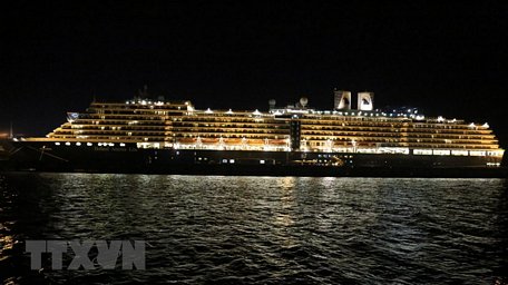 Tàu Westerdam tại cảng Sihanoukville, Campuchia, ngày 13/2/2020. (Ảnh: THX/TTXVN)