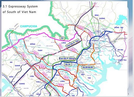 Sơ đồ tuyến cao tốc từ Châu Đốc - Cần Thơ - Sóc Trăng (Nguồn: Tổng Công ty Đầu tư phát triển và quản lý hạ tầng giao thông Cửu Long)