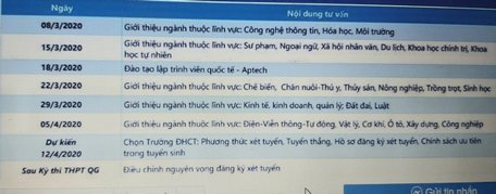 Lịch tư vấn trực tuyến của Trường ĐH Cần Thơ.