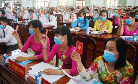 Đoàn chủ tịch bỏ phiếu bầu đoàn đại biểu dự đại hội cấp trên.