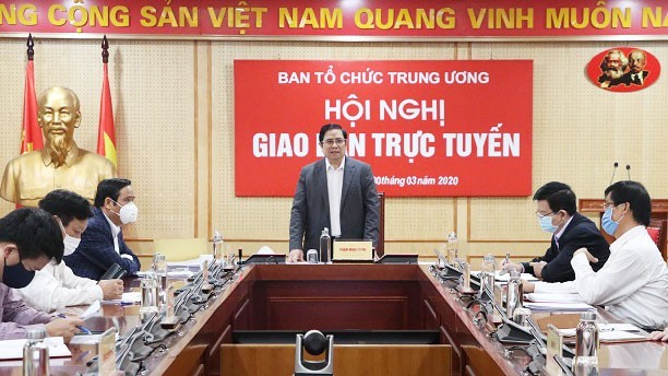 Ủy viên Bộ Chính trị, Bí thư Trung ương Đảng, Trưởng Ban Tổ chức Trung ương Phạm Minh Chính phát biểu kết luận Hội nghị. (ảnh: Xaydungdang.org.vn)