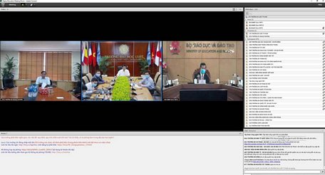 Các trường ĐH họp trực tuyến bàn về Đào tạo trực tuyến trong thời gian tới. Ảnh:LV.