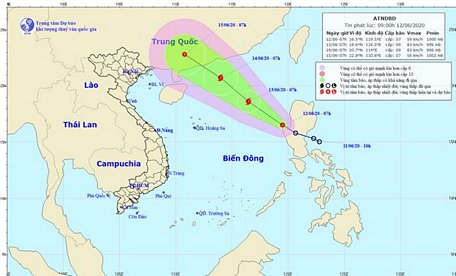 Dự kiến hướng đi của bão.