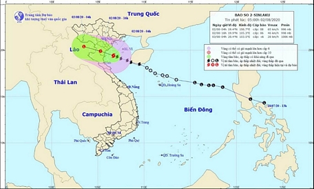 Sơ đồ đường đi của cơn bão. (Nguồn: nchmf.gov.vn)