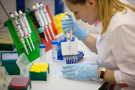 Nghiên cứu vaccine ngừa COVID-19 tại Moskva, Nga. Ảnh: YONHAP/TTXVN