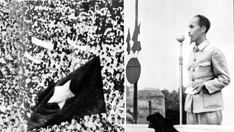 Chủ tịch Hồ Chí Minh đọc Tuyên ngôn độc lập 2/9/1945. Ảnh: TƯ LIỆU