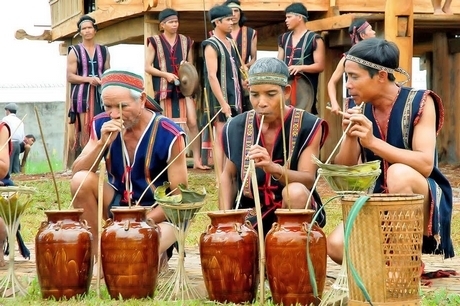 Uống rượu cần ở Tây Nguyên.