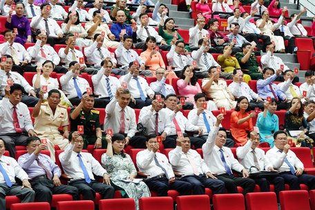 Đại biểu biểu quyết thông qua chương trình đại hội chính thức.