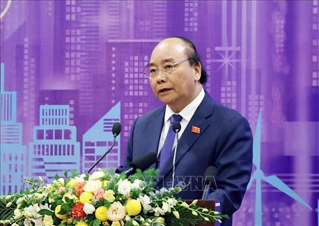 Thủ tướng Nguyễn Xuân Phúc, Chủ tịch ASEAN 2020 phát biểu tại diễn đàn. Ảnh: Thống Nhất/TTXVN