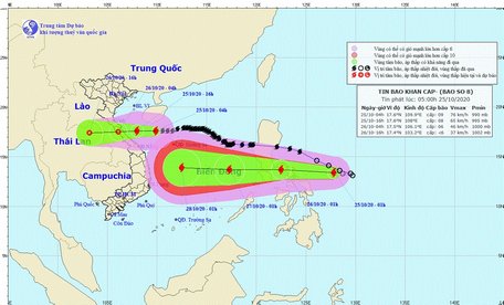 Vị trí và đường đi của bão số 8. (Nguồn: Trung tâm Dự báo Khí tượng Thủy văn Quốc gia)