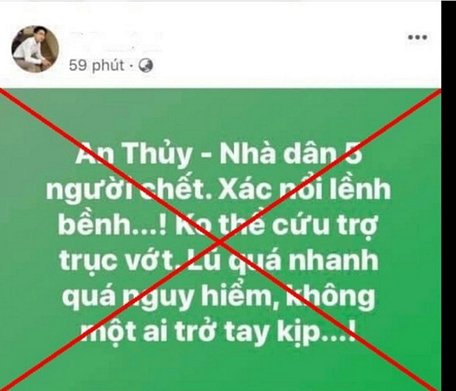 Dòng trạng thái thông tin sai sự thật của một trong hai người vừa bị xử phạt - Ảnh: Q.NAM